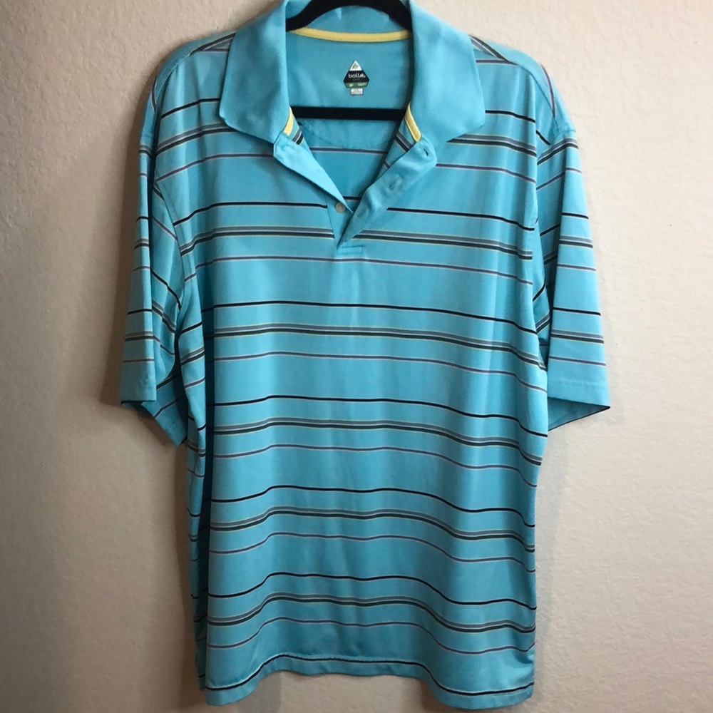 BOLLE GOLF Shirt Men's Sz Xl Tech Polo Blue  Stripes Casual Leisure cruise beach